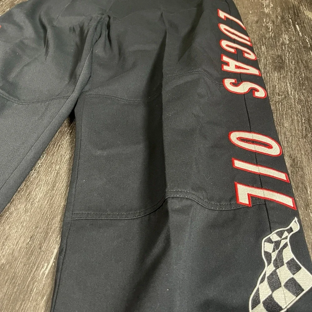 Lucas Oil Pants Mens Black Embroidered Workwear Work Mechanic Racing 38x32